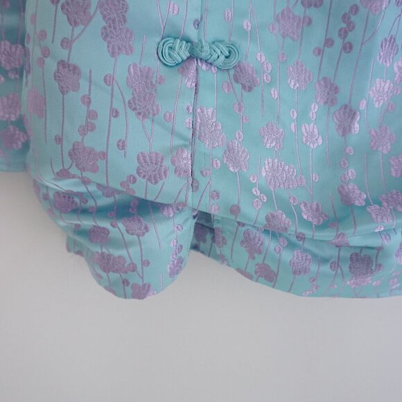 Sau Lee Jen Chinese Jacquard Blue w Purple Floral Mini Dress 6 - Picture 4 of 14